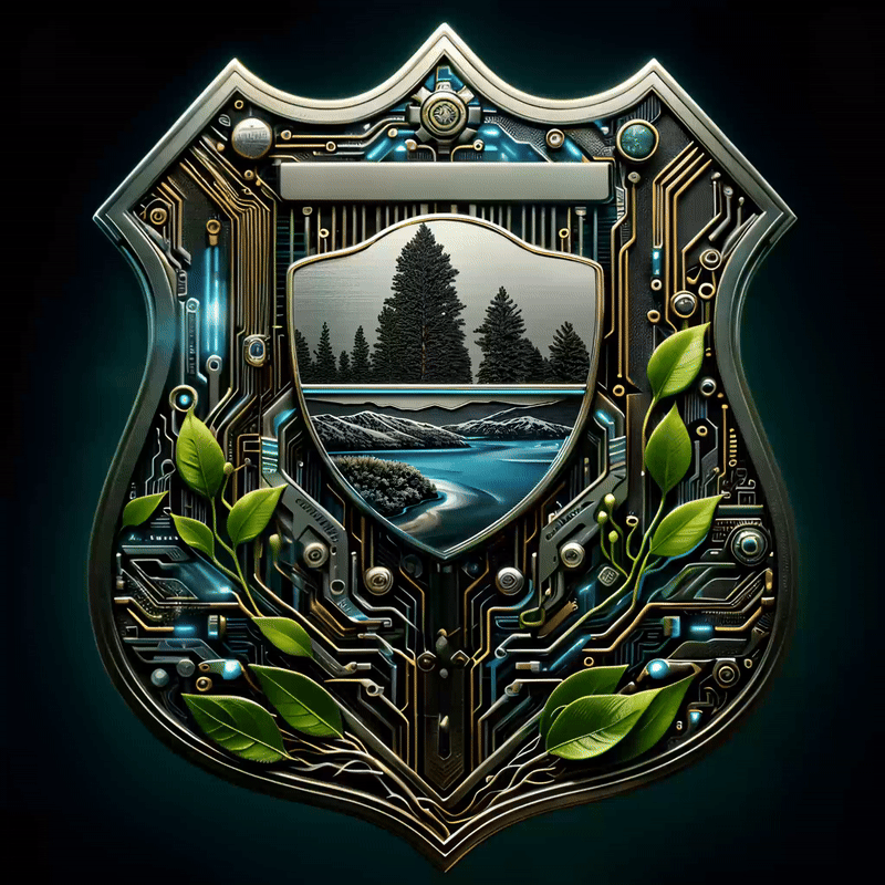 A rangers badge with cybernetic (cybernatural) integration.